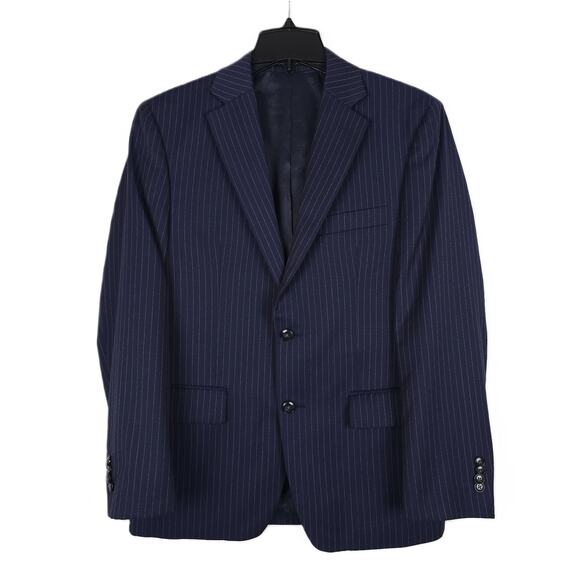 Michael Kors Men's Classic-Fit Stretch Wool Suit Jacket Navy Pinstripe 36S EUC - Picture 1 of 7